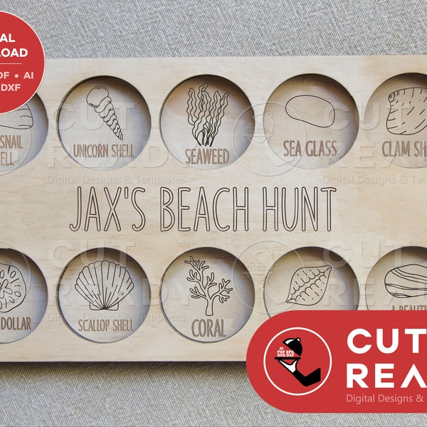Nature Beach Hunt Board SVG | Personalised Beach Hunt SVG | Montessori Play | Outdoor Play | Kids Beach Activities