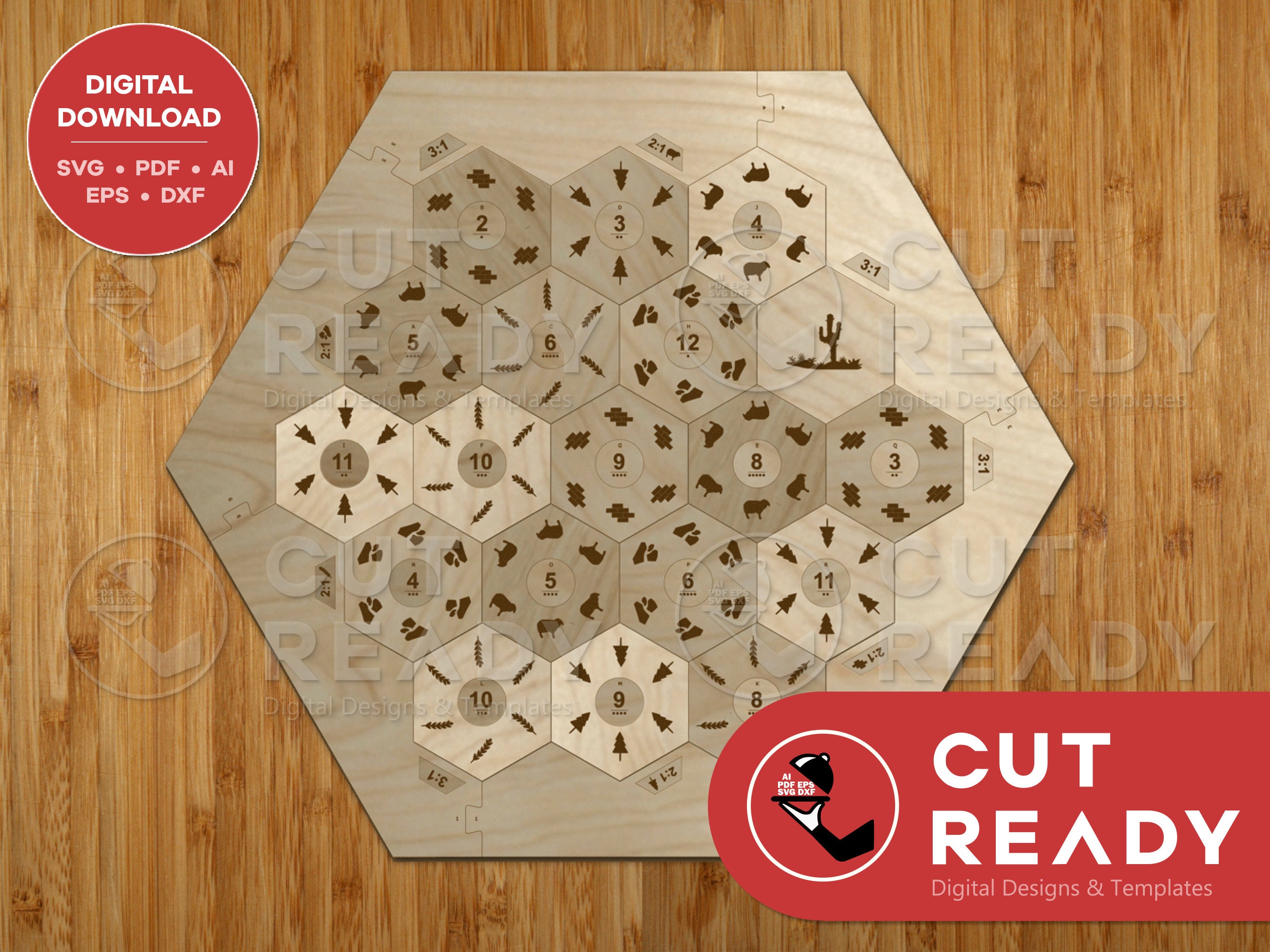 Settlers of Catan 34 Player Board SVG Minimalist Catan SVG Laser Cut