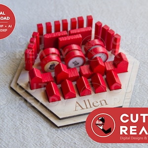 Settlers of Catan Cities and Knights Game Piece Holder SVG | Board Game Laser Cutting File | Catan SVG Laser Cutter File