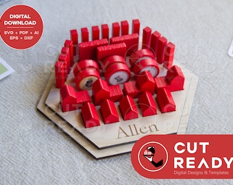 Settlers of Catan Cities and Knights Game Piece Holder SVG | Board Game Laser Cutting File | Catan SVG Laser Cutter File
