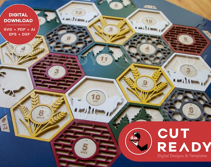 Settlers of Catan 3-4 Player Board PLUS Building Cost Cards SVG Laser ...