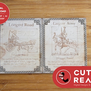 Longest Road and Largest Army Catan Cards SVG | DIY Catan Board | Catan SVG Download