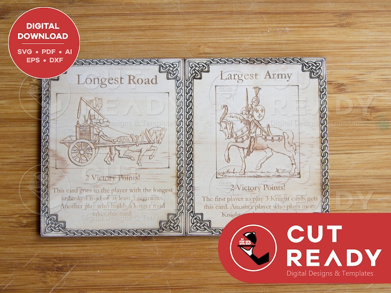 Longest Road and Largest Army Catan Cards SVG DIY Catan Board Catan SVG ...