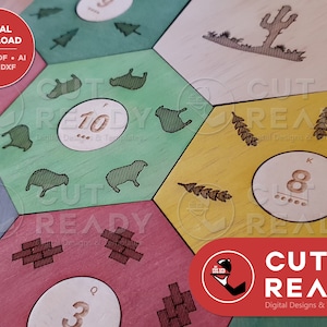 Settlers of Catan 3-4 Player Board SVG Minimalist | Catan SVG | Laser Cut Board Game | Laser Cut Catan File | Board Game Catan Digital File