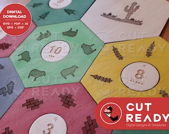Settlers of Catan 3-4 Player Board SVG Minimalist | Catan SVG | Laser Cut Board Game | Laser Cut Catan File | Board Game Catan Digital File