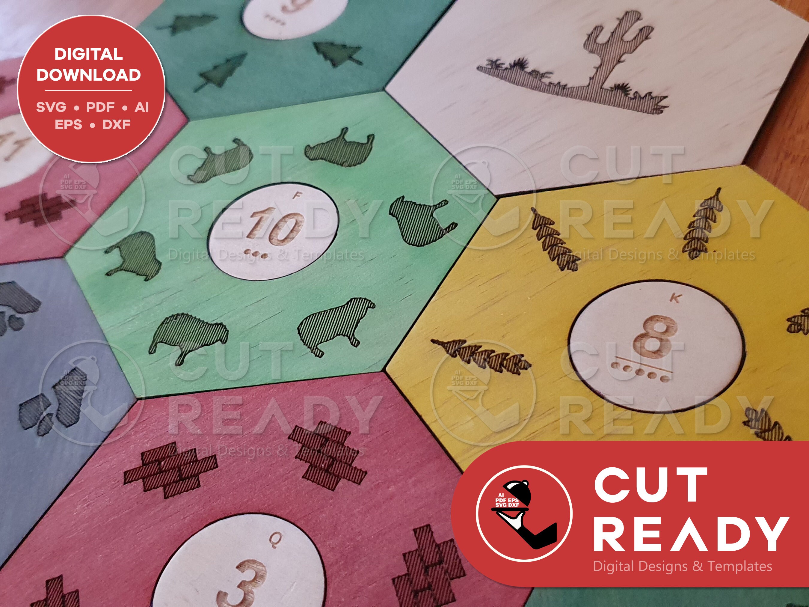 Settlers of Catan 34 Player Board SVG Minimalist Catan SVG Laser Cut