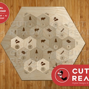 Settlers of Catan 3-4 Player Board SVG Simple | Catan SVG | Laser Cut Board Game | Laser Cut Catan File | Board Game Catan Digital File
