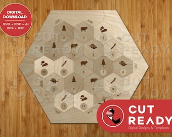 Settlers of Catan 3-4 Player Board SVG Simple | Catan SVG | Laser Cut Board Game | Laser Cut Catan File | Board Game Catan Digital File