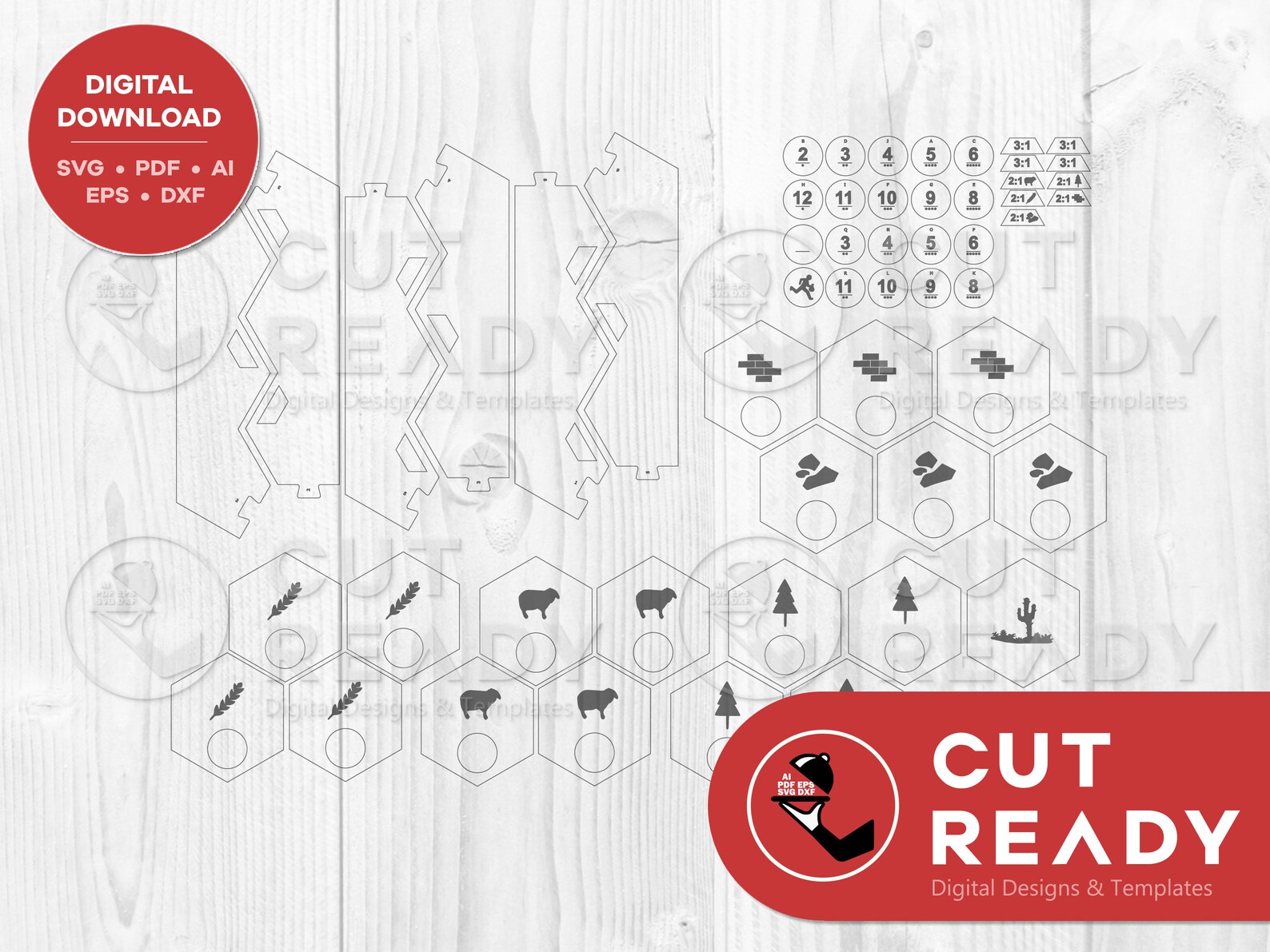 Settlers of Catan 34 Player Board SVG Simple Catan SVG Laser Cut Board