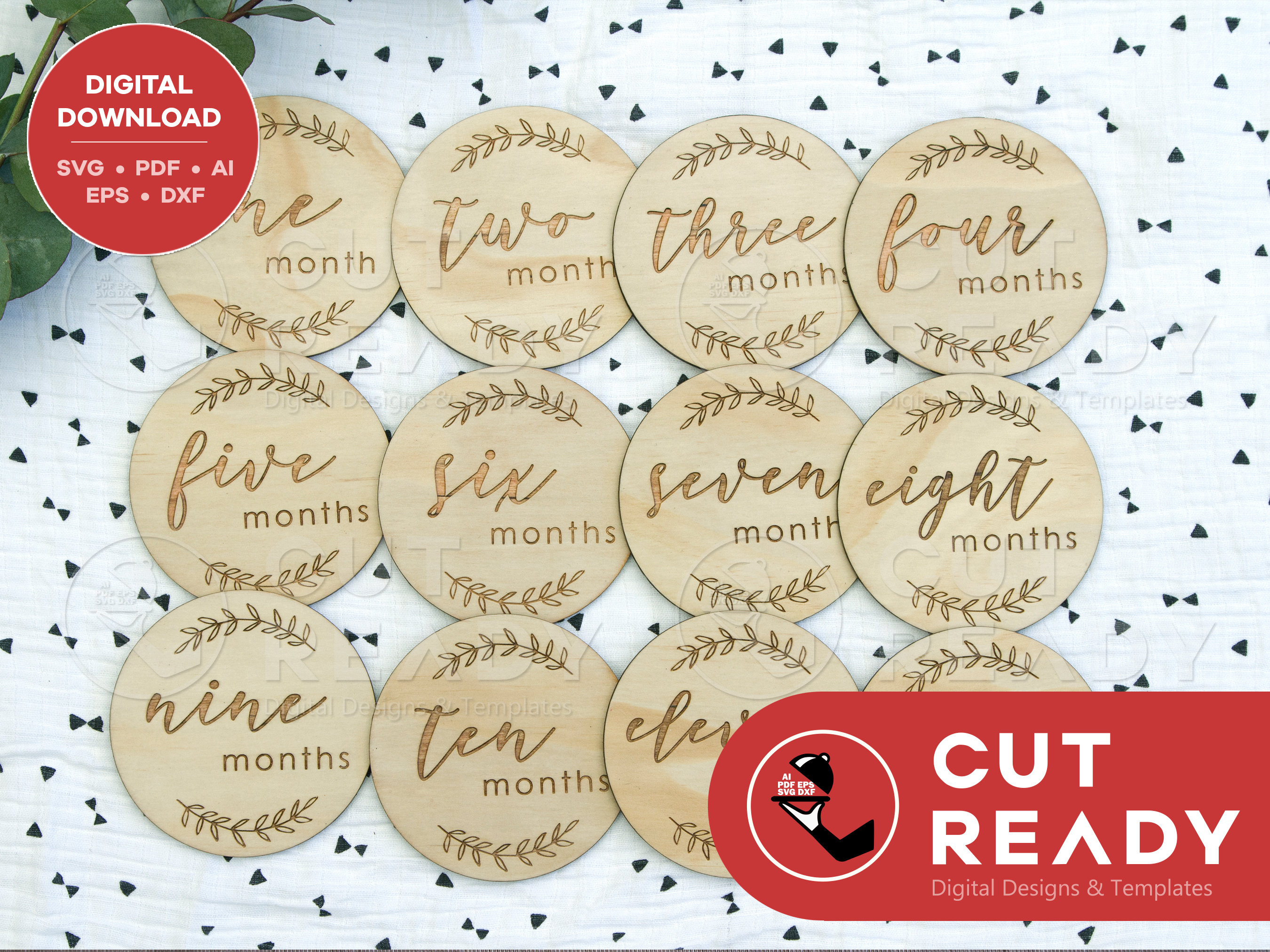 Baby Monthly Milestone Discs SVG Digital Download | Laser Cut Ready ...