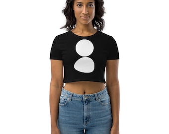 Bubble Squeeze, Abstract Bubble, White, Breezy, Organic Crop Top