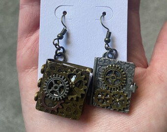 Book Charm Dangle Earrings