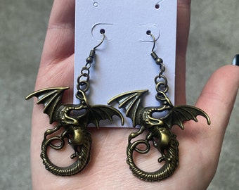 Dragon Charm Dangle Earrings