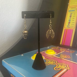 Skull and Rib Cage Dangle Earrings