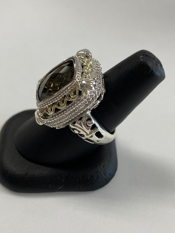 Sterling Silver Smokey Quartz Statement Ring - image 3