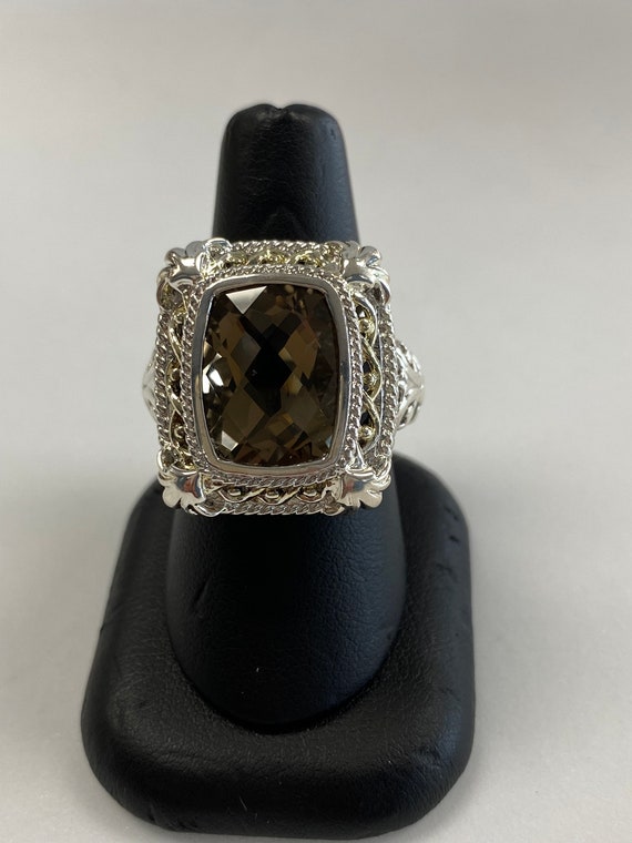 Sterling Silver Smokey Quartz Statement Ring - image 1