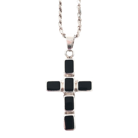 Reversible Silver Cross Necklace - image 3