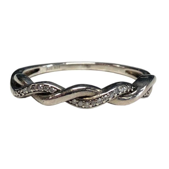 Silver & Diamond Braided Ring - image 1