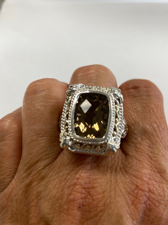 Sterling Silver Smokey Quartz Statement Ring - image 6