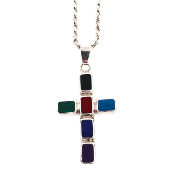 Reversible Silver Cross Necklace - image 2