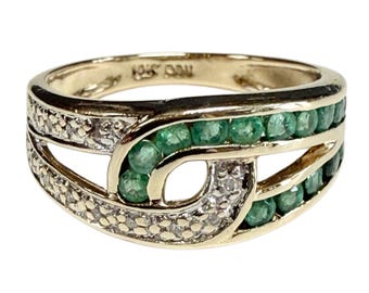 10k Yellow Gold Emerald and Diamond Ring