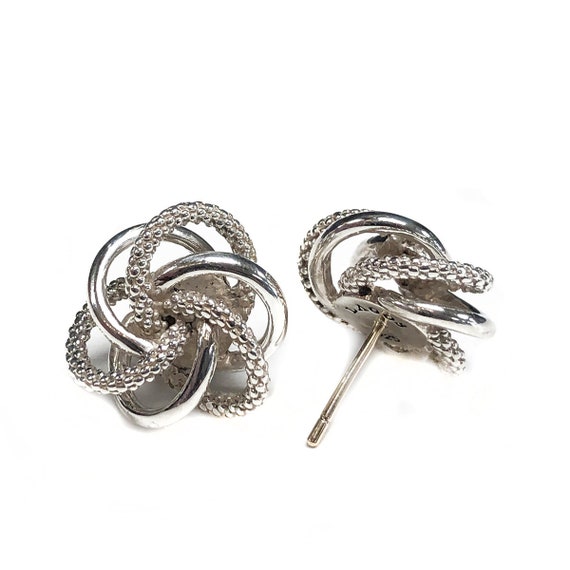 Silver & 14k White Gold Love Knot Earrings - image 1