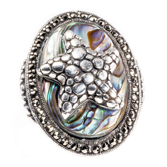 Silver & Abalone Starfish Ring - image 2