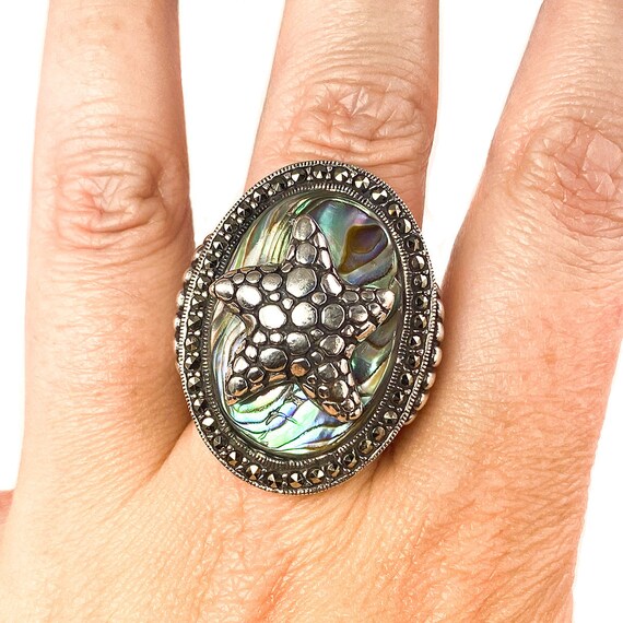 Silver & Abalone Starfish Ring - image 4