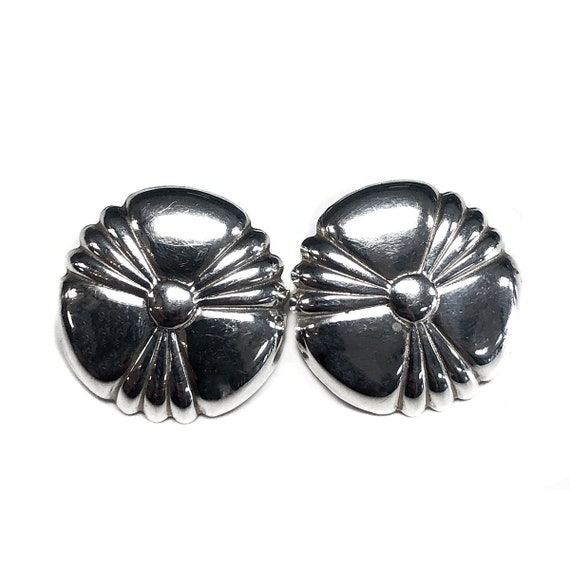 Silver Flower Post Earrings - image 1