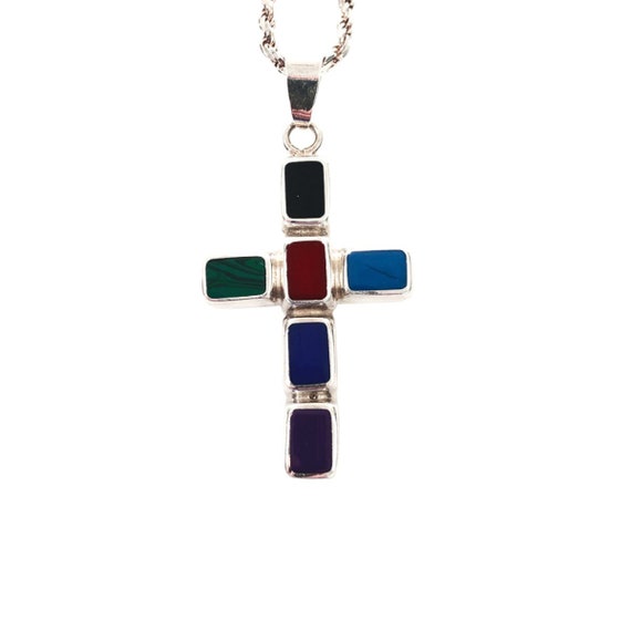 Reversible Silver Cross Necklace - image 1