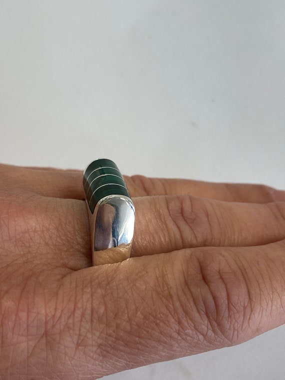 Mexico Silver and Malachite Statement Ring - image 6