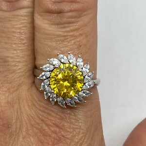 Sterling Silver And Yellow And White Cubic Zirconia Ring