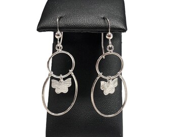 Silver Butterfly Dangle Earrings