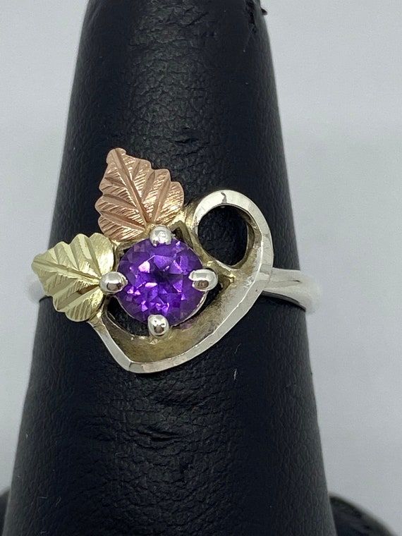 Sterling and 12k yellow And Rose Gold Leaves Ring 