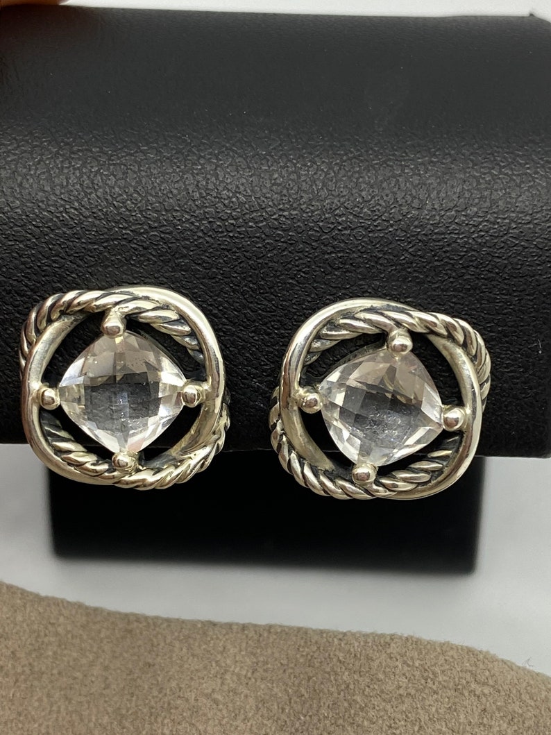 David Yurman Sterling Silver Infinity Topaz Earrings