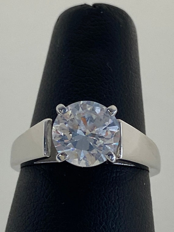 Sterling Silver and clear Cubic Zirconia Solitaire