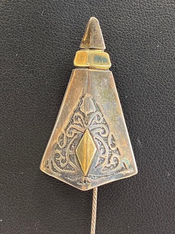 Sterling Silver and Brass Israeli Brooch - image 2