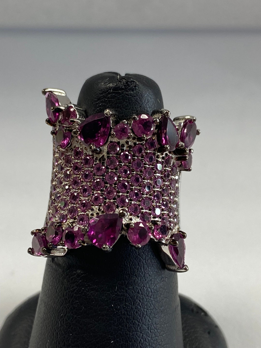 Silver Cubic Zirconia Statement Ring Etsy