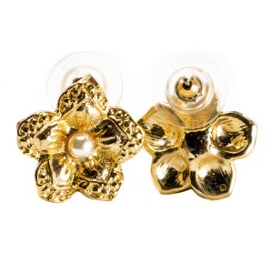 Gold Plated Pearl Floral Earrings