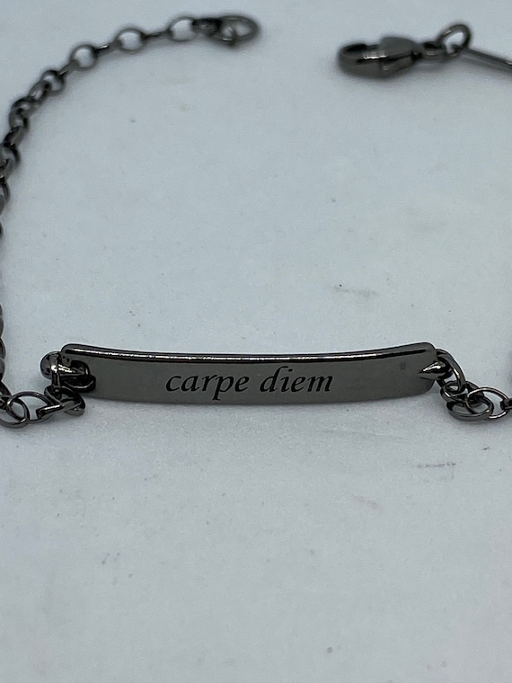 Oxidized Sterling Silver Carpe Diem ID Bracelet
