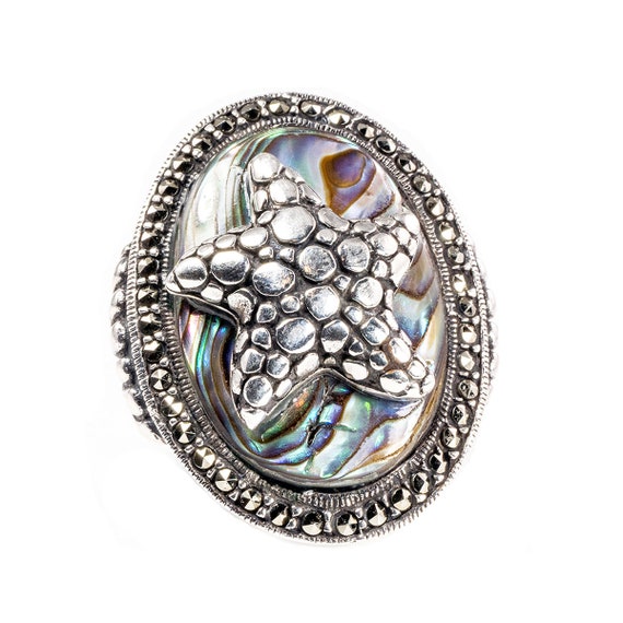 Silver & Abalone Starfish Ring - image 1