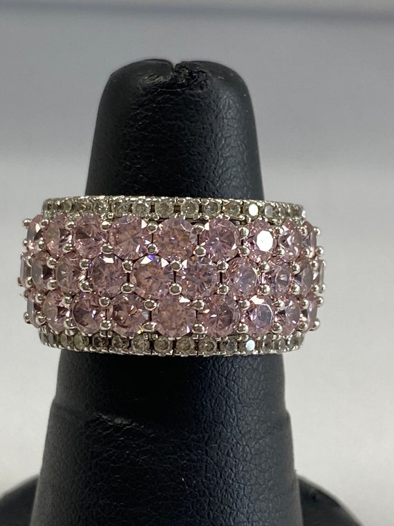 Silver and Pink Cubic Zirconia Ring