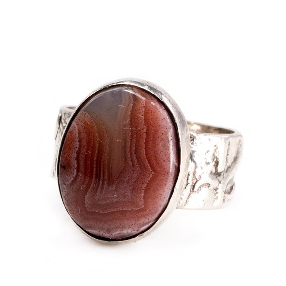 Silver & Agate Handmade Ring - image 1