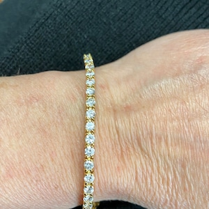 Gold Plated Sterling Silver Cubic Zirconia Tennis Bracelet