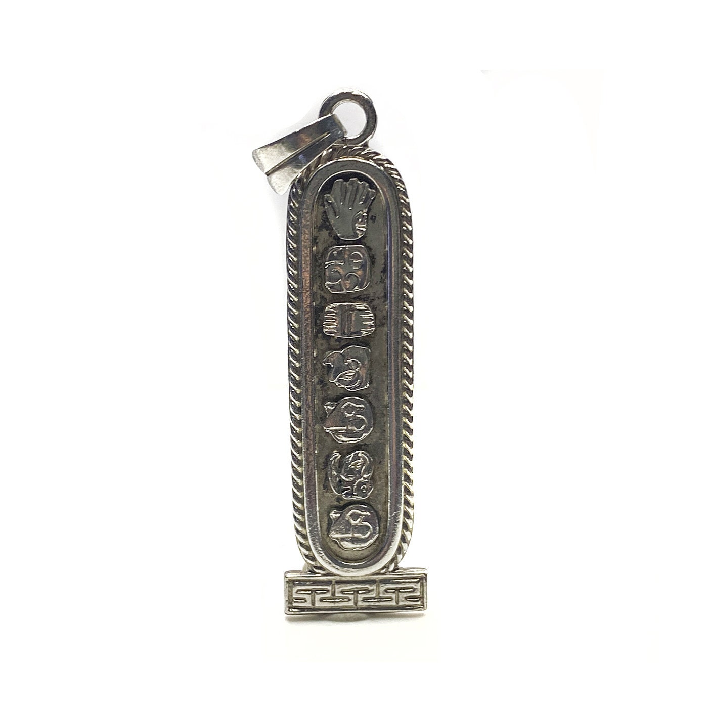 Mayan obsidian cartouche pendant deals