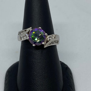 Mystic Fire Glass And Sterling Silver Ring