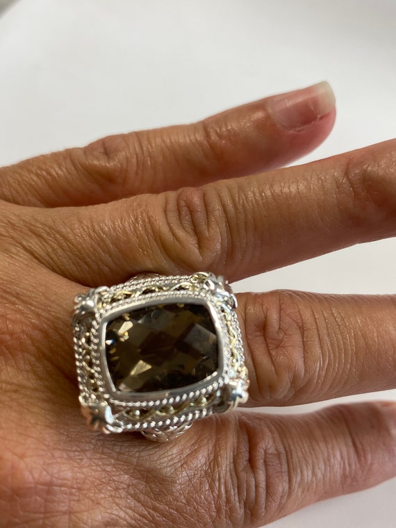 Sterling Silver Smokey Quartz Statement Ring - image 4