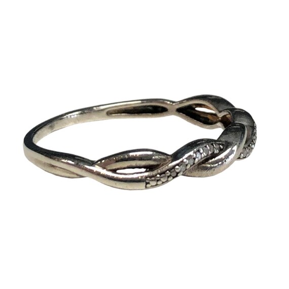 Silver & Diamond Braided Ring - image 2