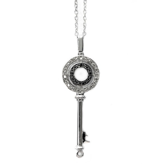 Silver & Diamond Key Necklace