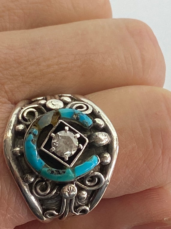 Handmade Sterling Silver And Turquoise Navajo Rin… - image 5